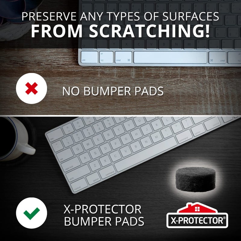 X-Protector Cabinet Door Bumpers 100 PCS – Small Felt Pads 3/8” – Ideal Black Felt Bumpers – Self-Adhesive Thick Felt Dots – Bumper Pads to Protect Glass & Other Surfaces! - Image 3